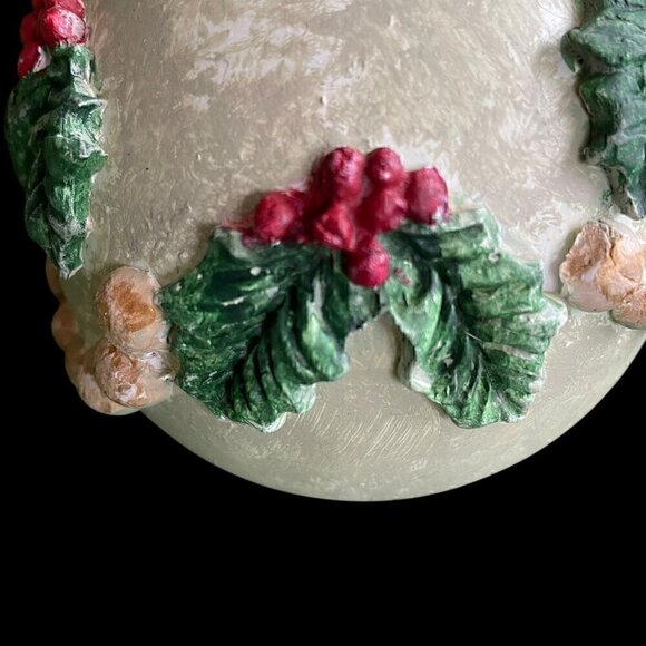 Handmade Acrylic and Clay Christmas Holly Ornament One of a Kind - Picture 7 of 9